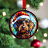 Dachshund Wirehaired in Santa Hat Suncatcher Decoration